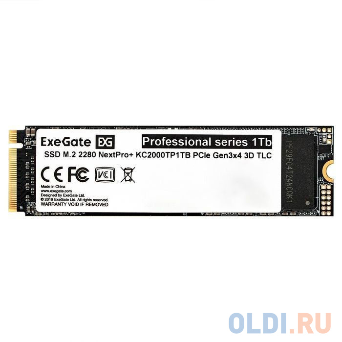 Накопитель SSD M.2 2280 1Tb ExeGate NextPro+ KC2000TP1TB (PCIe Gen3x4, NVMe, 22x80mm, 3D TLC) в Москвe