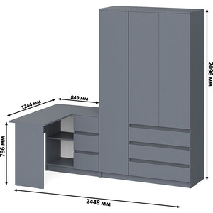 Комплект СВК Мори Стол компьютерный МС-16 правый + Шкаф МШ1200.1, цвет графит
