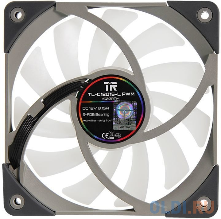Вентилятор Thermalright TL-C12015L-RGB, 120x120x15 мм, 1500 об/мин, 24 дБА, PWM, RGB подсветка