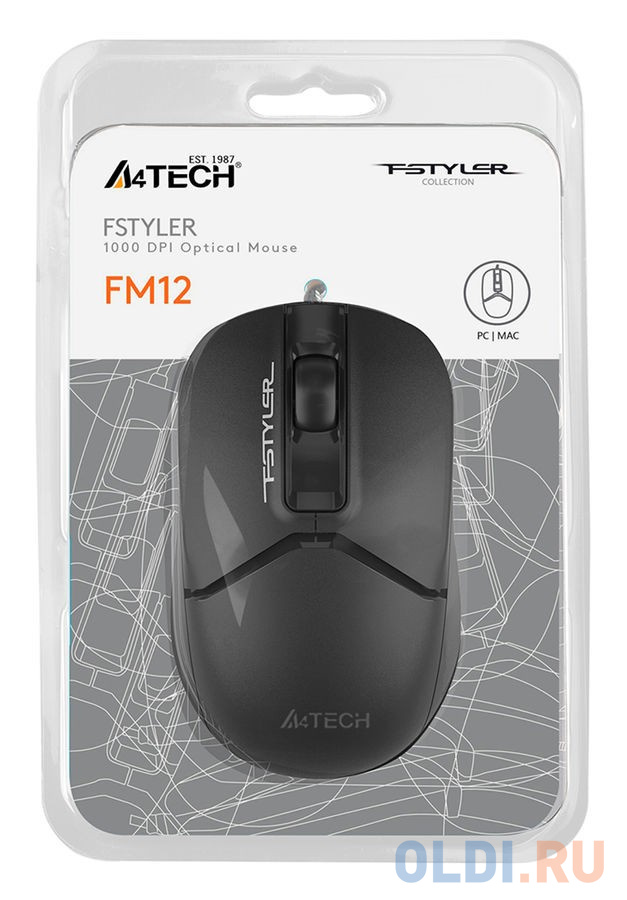 Мышь проводная A4TECH FM12S чёрный USB