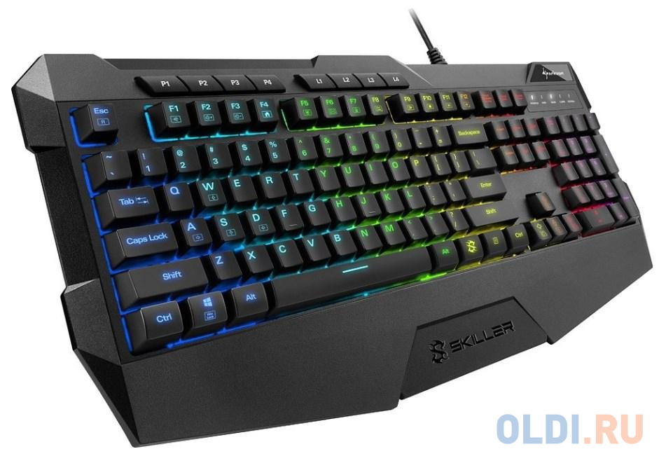 Игровая клавиатура Sharkoon Skiller SGK4 (резиновые колпачки, RGB подсветка, USB)