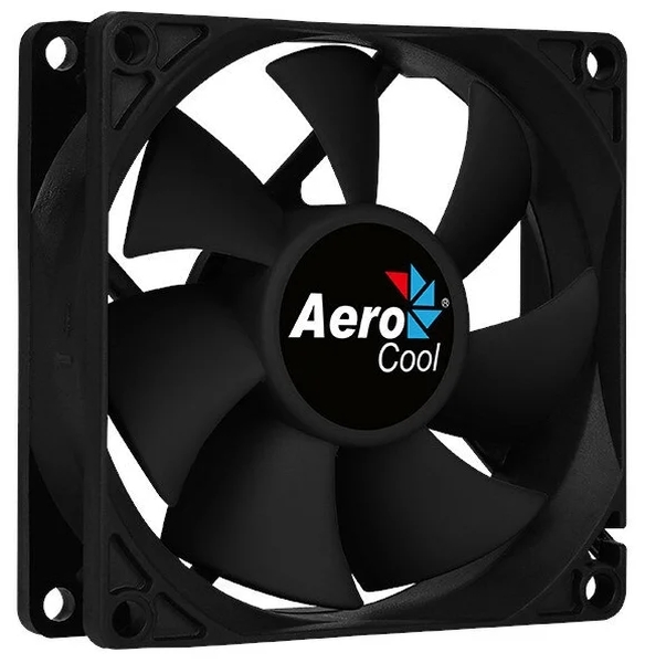 Вентилятор для корпуса Aerocool Force 8 black (80x80x25mm, 3pin+4pin, 1500 об/мин, 28,3dB) (4718009157927)