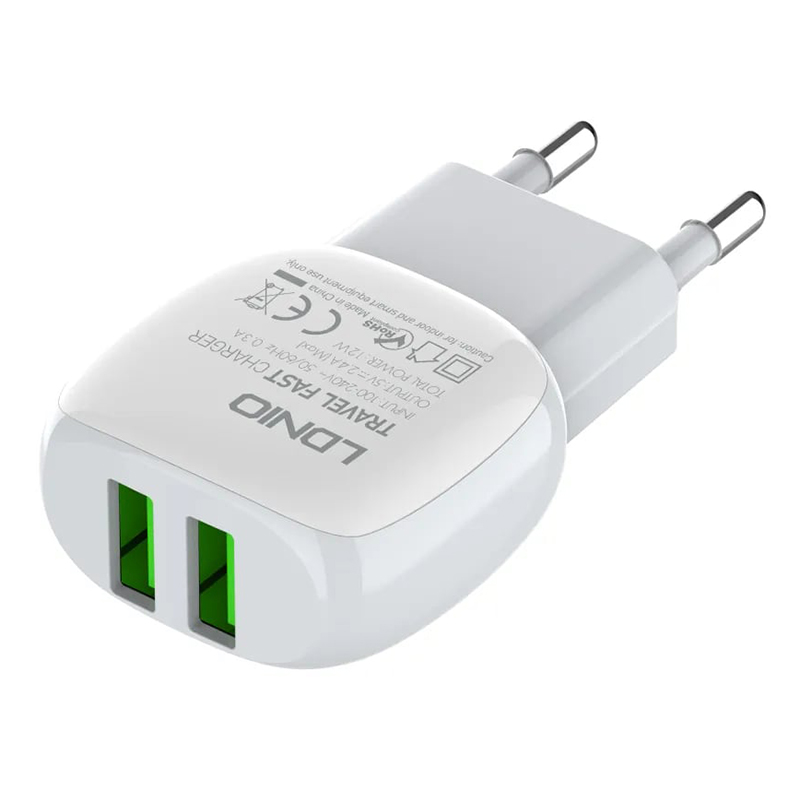 Зарядное устройство Ldnio A2218 2xUSB + кабель Type-C White LD_C3454