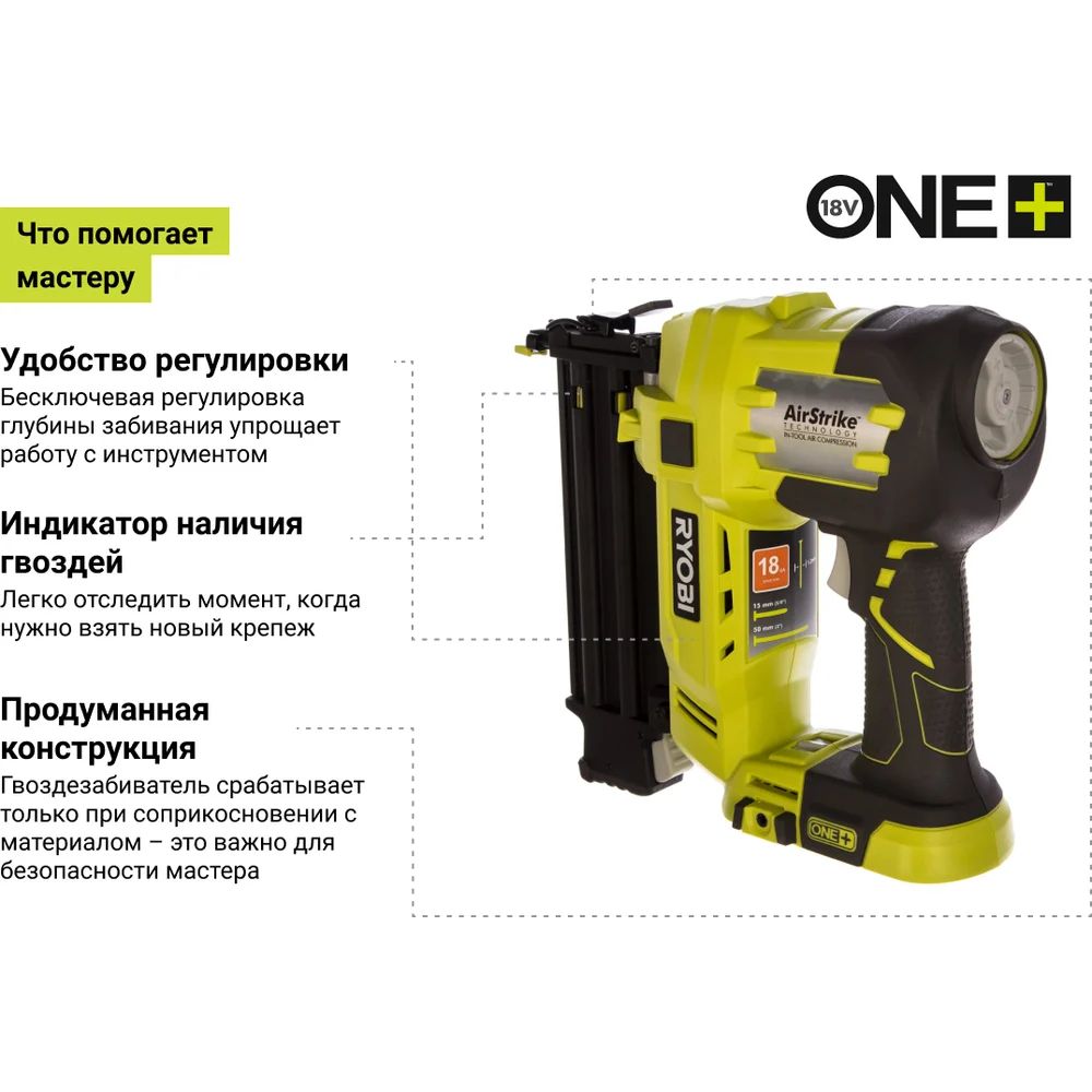 Аккумуляторный гвоздезабиватель Ryobi