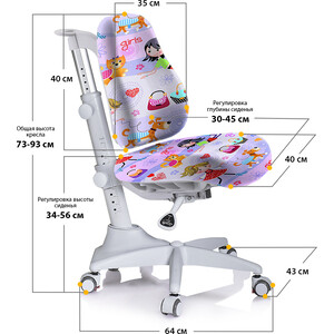 Комплект мебели (парта + кресло) Mealux Sherwood Energy Match GL столешница белая, обивка фиолетовая с девочками (BD-830 W/BL Energy+Y-528 GL) в Москвe