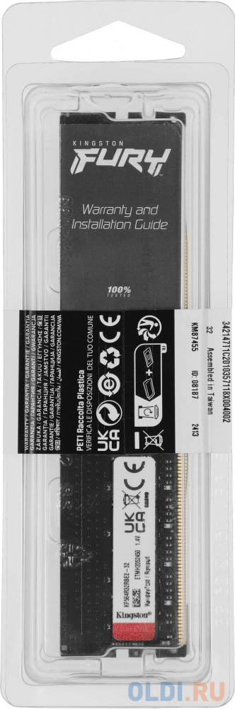 Модуль памяти Kingston 32GB DDR5 6400 FURY Renegade Pro RDIMM Black EXPO ECC Registered DIMM (Single Module) 2RX8 32-39-39 1.4V 288-pin 16Gbit