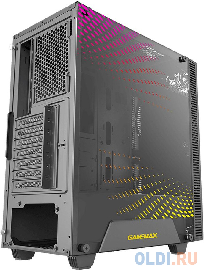 RockStar 2 ATX case, black, w/o PSU, w/1xUSB3.0+1xUSB2.0, w/3x12cm ARGB front fan (GMX-12-DBB fan), w/1x12cm ARGB rear fan (GMX-12-DBB fan)