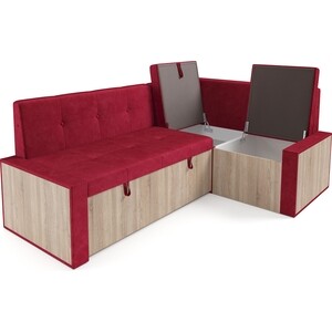 Кухонный угловой диван Mebel Ars Таллин (Бархат красный STAR VELVET 3 DARK RED) 211х83х141 см (M11-21-1)