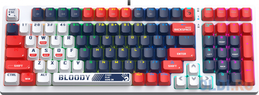 Клавиатура A4Tech Bloody S98 механическая синий/белый USB for gamer LED (SPORTS NAVY)