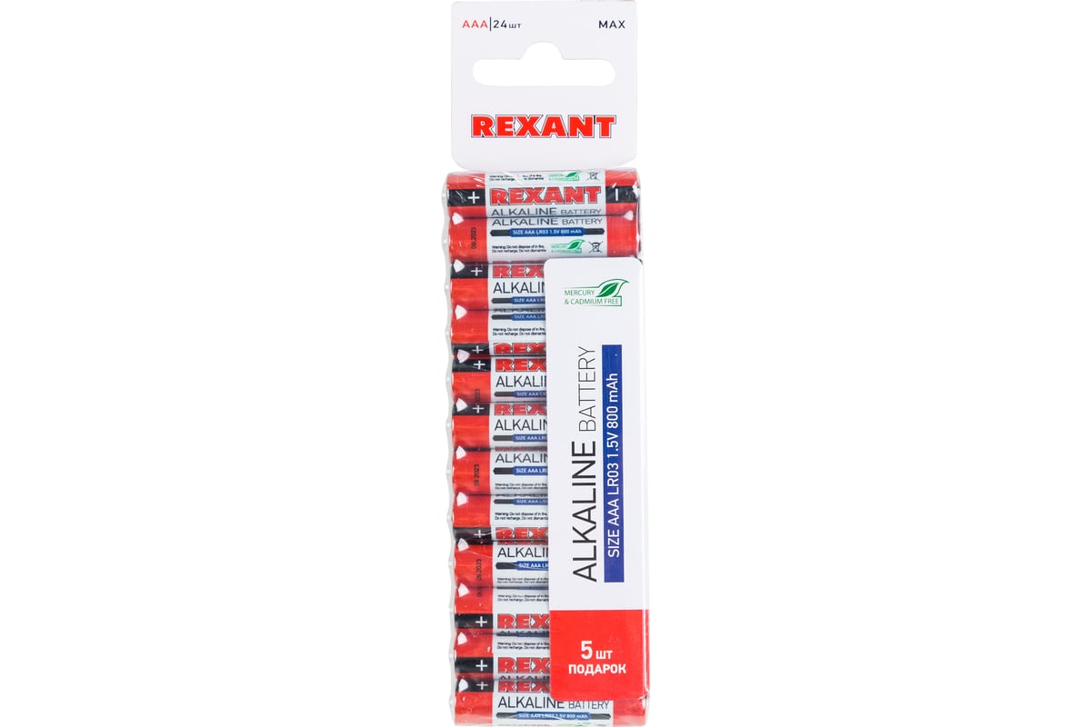 Батарея REXANT AAA (LR03), 1.5V, 24 шт. (30-1013) в Москвe