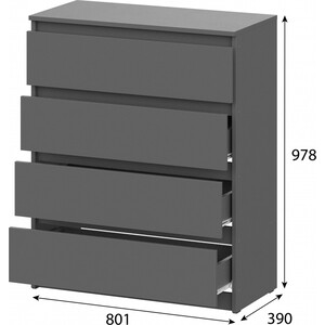 Комод Woodville Сибити 4 ящика графит серый (582750)