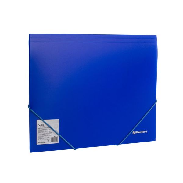 Папка на резинках BRAUBERG Neon, неоновая, синяя, до 300 листов, 0,5 мм, 227463, (10 шт.)