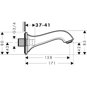 Излив для ванны Hansgrohe Metropol Classic хром глянцевый (13425000)