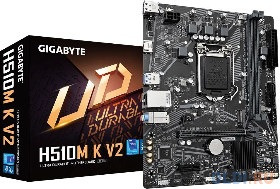 Материнская плата Gigabyte H510M K V2 Soc-1200 Intel H470 2xDDR4 mATX AC`97 8ch(7.1) GbLAN+HDMI