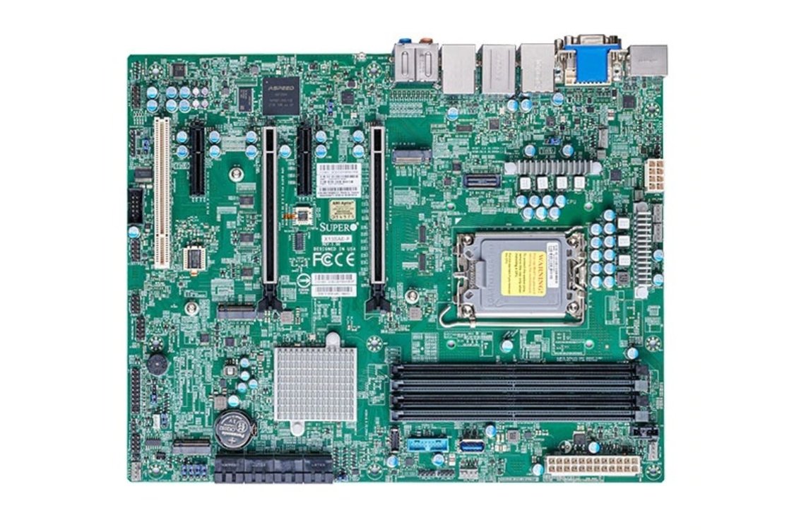 Материнская плата Supermicro X13SAE-F, 1xSocket1700, iW680, 4xDDR5, 2PCI-Ex16, 3xM.2-PCI-E, 8SATA3 RAID 0/1/5/10, 7.1-ch, GLAN, 2.5GLAN, IPMI, 4xUSB 2.0, VGA, DVI, HDMI, DisplayPort, ATX, Retail (MBD-X13SAE-F O)