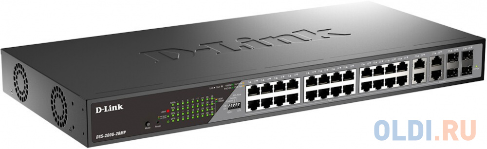 Сетевой коммутатор/ Smart L2 Surveillance Switch 24х1000Base-T PoE, 4xCombo 1000Base-T/SFP, PoE Budget 370W, Long-range PoE up to 250m