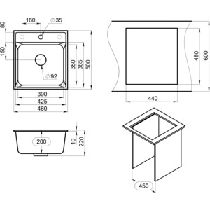 Кухонная мойка Point Мисти 46 белая (PN3011W)