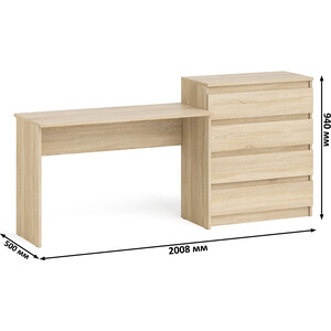 Комплект СВК Мори Стол письменный МСП1200.1 + Комод МК800.4, цвет дуб сонома