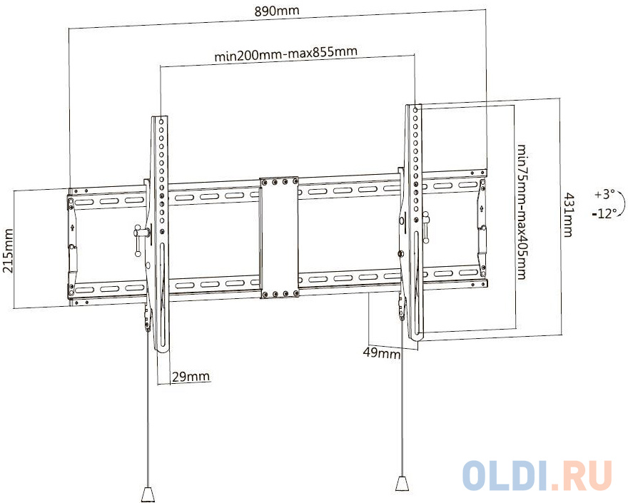 Кронштейн для телевизора Ultramounts UM 840T черный 43"-90" макс.70кг настенный наклон