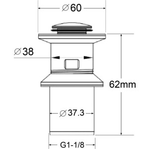 Донный клапан BelBagno PCU Click-clack с переливом, сатин (BB-PCU-01-IN)