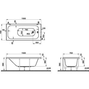 Акриловая ванна Vitra Optimum Neo 150х70 (64560001000)