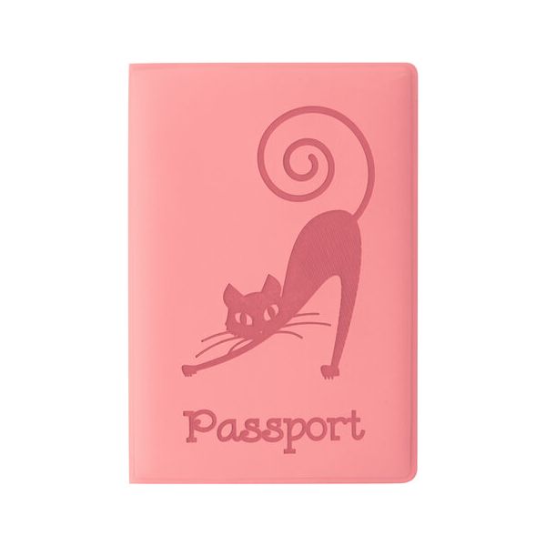 Обложка для паспорта STAFF, мягкий полиуретан, "Кошка", персиковая, 237615 (5 шт.)