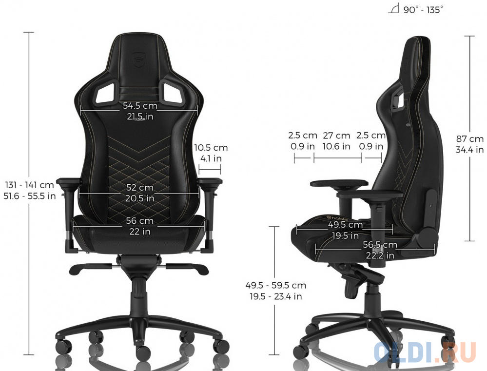 Кресло для геймеров Noblechairs EPIC чёрный золотистый