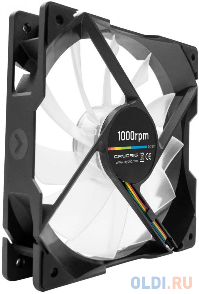 Вентилятор Cryorig QF120 Silent LED, 120x120x25.4 мм, 200-1000 об/мин, 5-19 дБА, PWM, подсветка