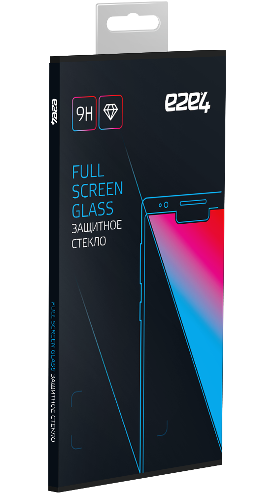 Защитное стекло e2e4 для экрана смартфона Huawei P Smart 2019, FullScreen, 2.5D, черная рамка (OT-GLFS-HUAWEI-P-SMART-2019)