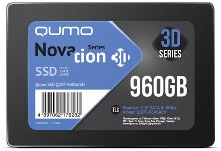 Накопитель SSD QUMO Novation 960GB SATA-III 3D TLC (Q3DT-960GSCY)