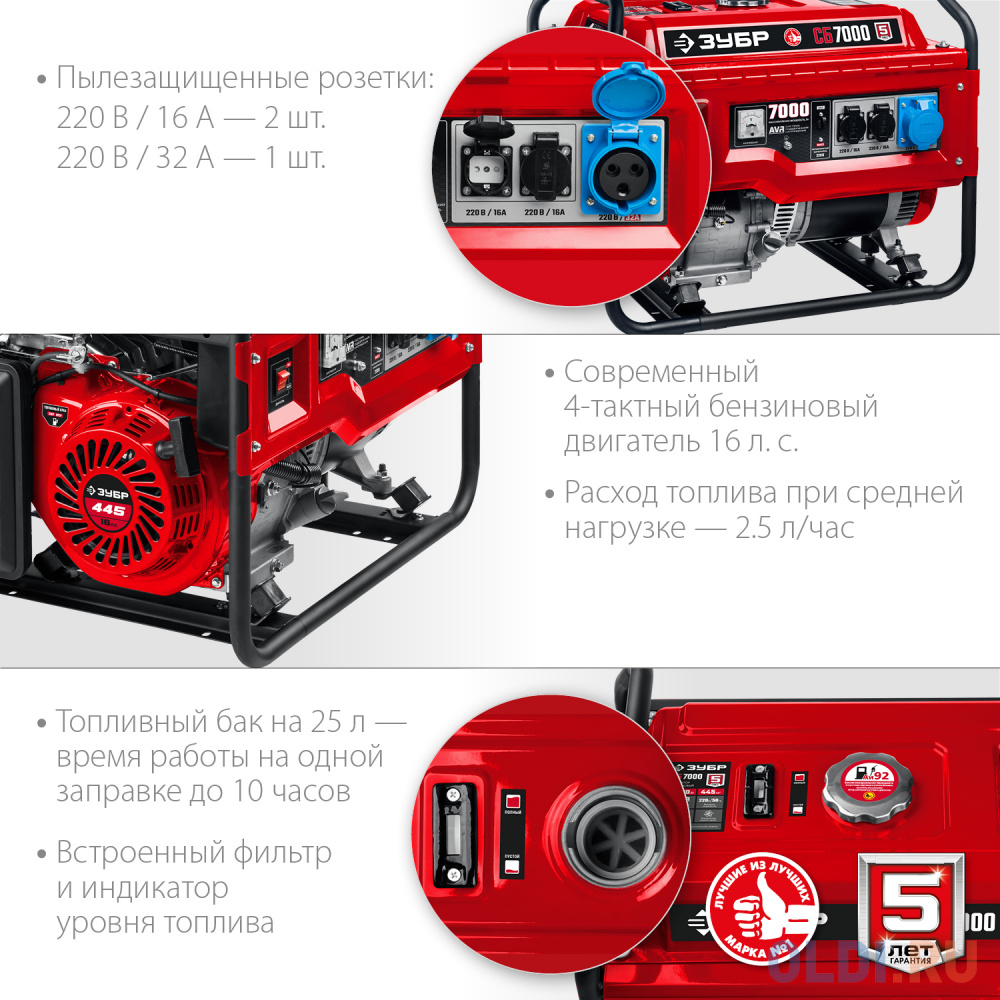 СБ-7000 бензиновый генератор, 7000 Вт, ЗУБР в Москвe