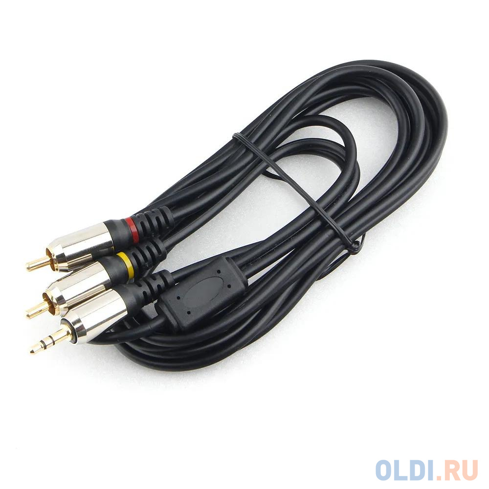 Кабель аудио Cablexpert CCAB-02-35M2RM-3MB. 3.5 джек(M)/2х RCA (M), черный, 3м, блистер