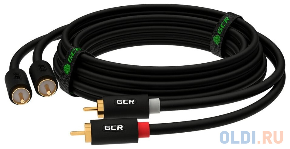 GCR Кабель 7.5m аудио 2 х RCA / 2 х RCA , GOLD, черный, GCR-53117 в Москвe