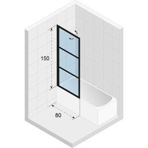 Шторка для ванной Riho Grid GB501 80х150 правая, прозрачная, черный (G004047121)