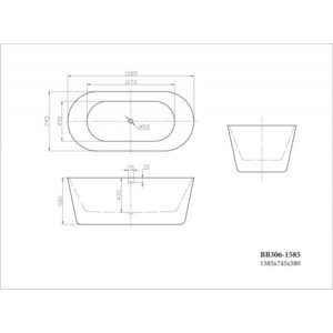 Акриловая ванна BelBagno 160x75 слив-перелив бронза (BB306-1585, BB39-OVF-BRN)