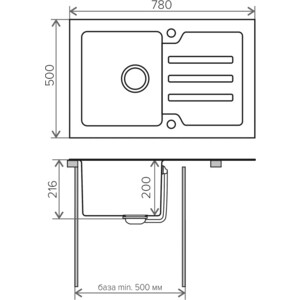 Кухонная мойка Tolero Ceramic Glass TG-780 черный (998569)