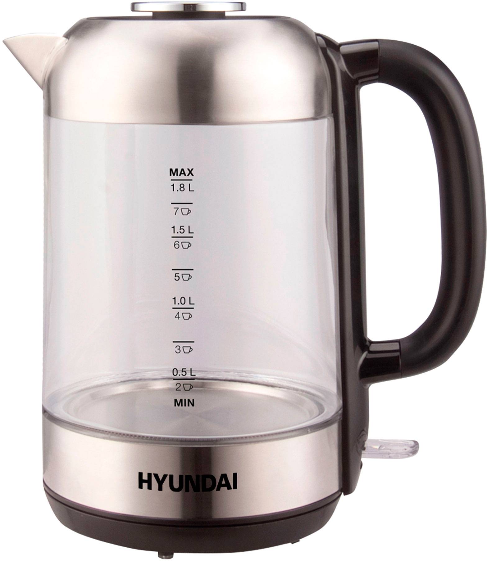 Чайник электрический Hyundai HYK-G4034 черный/прозрачный, стекло