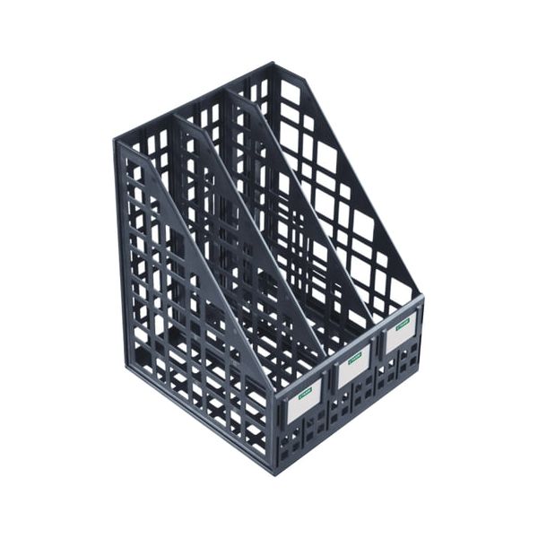 Лоток вертикальный для бумаг СТАММ (245х240х300 мм), 3 отделения, сетчатый, сборный, черный, ЛТ81