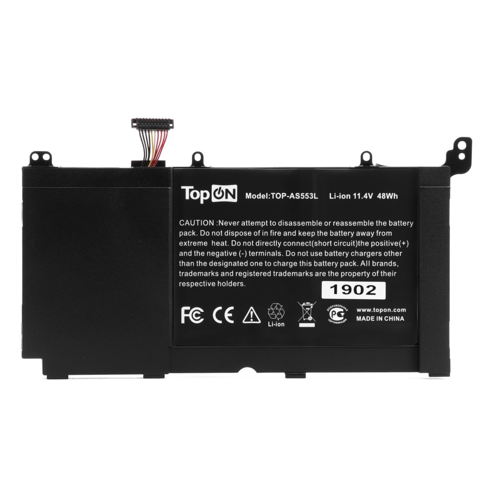 Аккумуляторная батарея TopON TOP-AS553L для Asus, 11.4V, 4.11 А·ч, 48Wh, черный (TOP-AS553L)