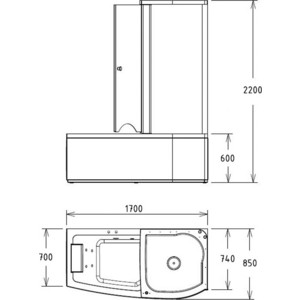 Акриловая ванна Gemy 170x85 с гидромассажем (G8040 B R) в Москвe