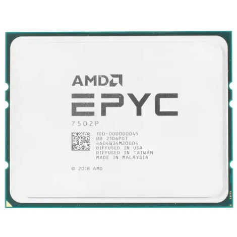 Процессор AMD Epyc-7502P, 2500MHz, 32C/64T, 128Mb, TDP-180 Вт, SP3, tray (100-000000045)