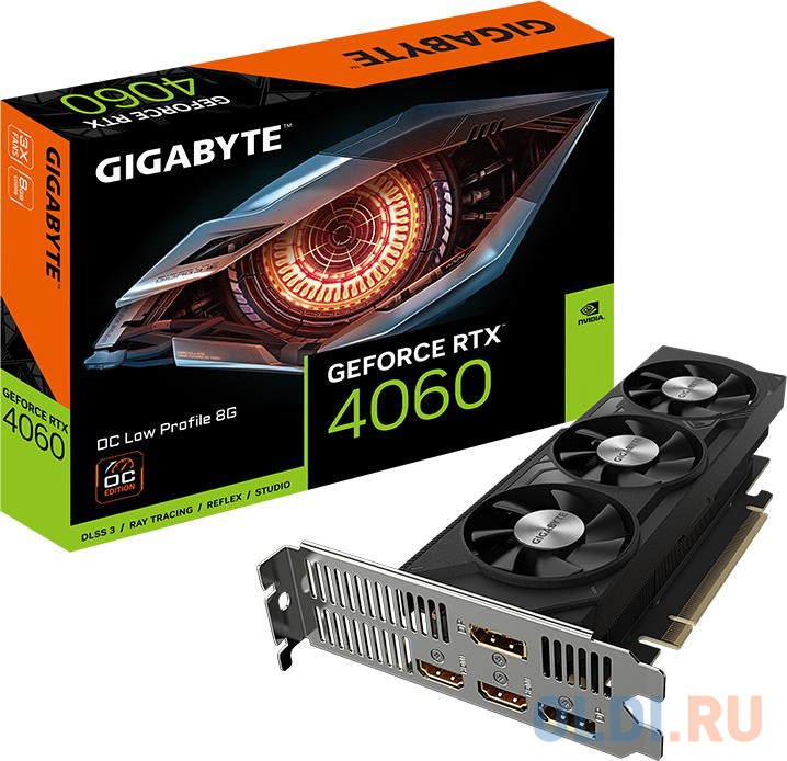 RTX4060 OC Low Profile 8GB GDDR6 128-bit DPx2 HDMIx2 3FAN RTL