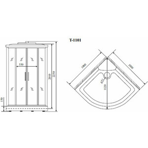 Душевая кабина Timo Comfort T-8801 F 100х100х220 стекло матовое