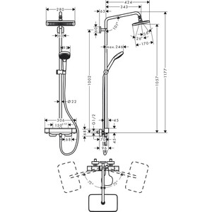 Душевая система Hansgrohe Croma E 280 с термостатом, хром (27630000)