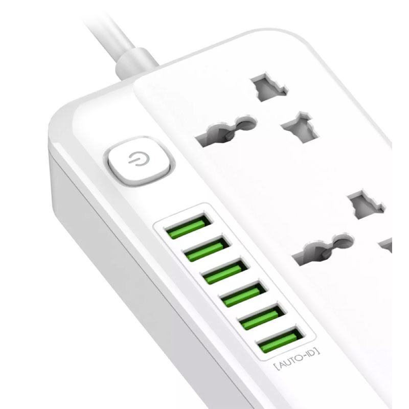 Сетевой фильтр Ldnio SC5614 5 Sockets 6xUSB 2500W 2m White LD_D0418