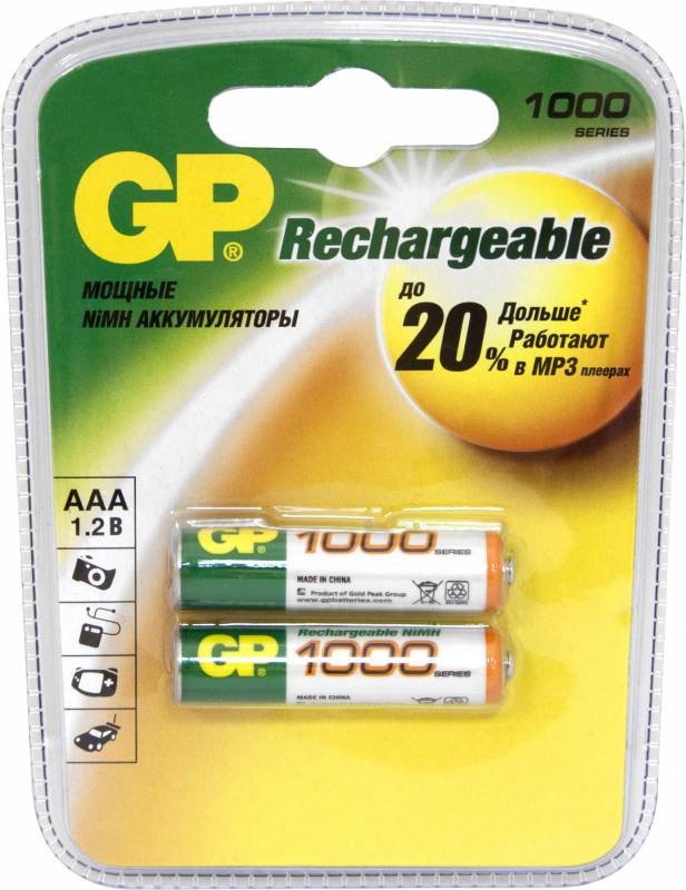 Аккумулятор GP 100AAAHC AAA NiMH 1000mAh (2шт) в Москвe