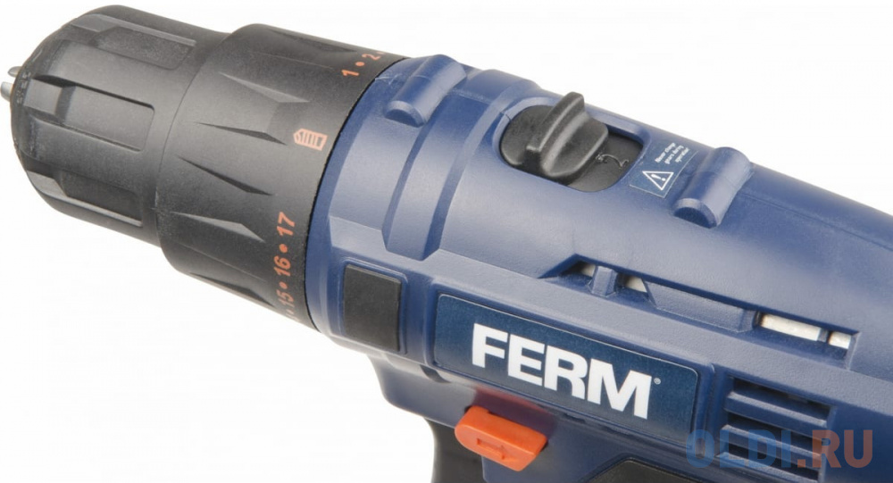 дрель FERM Дрель безуд. акк FERM CDM1120, 18В, 32Нм,1,5 Ач., 2 скорости, 2 акк., Li-ion, БЗП, 13 мм., кейс