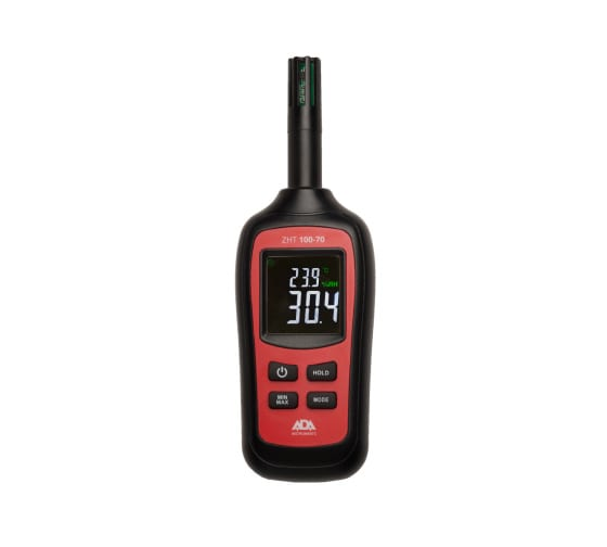 Термогигрометр ADA ZHT 100-70, бесконтактное измерение температуры и влажности воздуха, черный/красный (А00516)