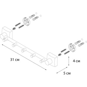 Планка с 5 крючками Fixsen Kvadro (FX-61305-5) в Москвe