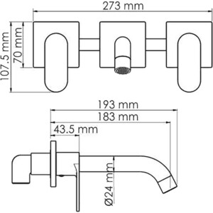 Смеситель для раковины Wasserkraft Elbe черный soft-touch (7445)